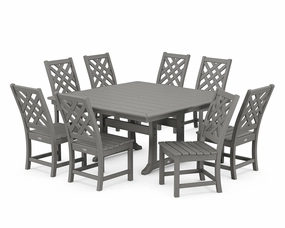 Wovendale Side Chair 9-Piece Square Dining Set with Trestle Legsoutdoor patio furniture set