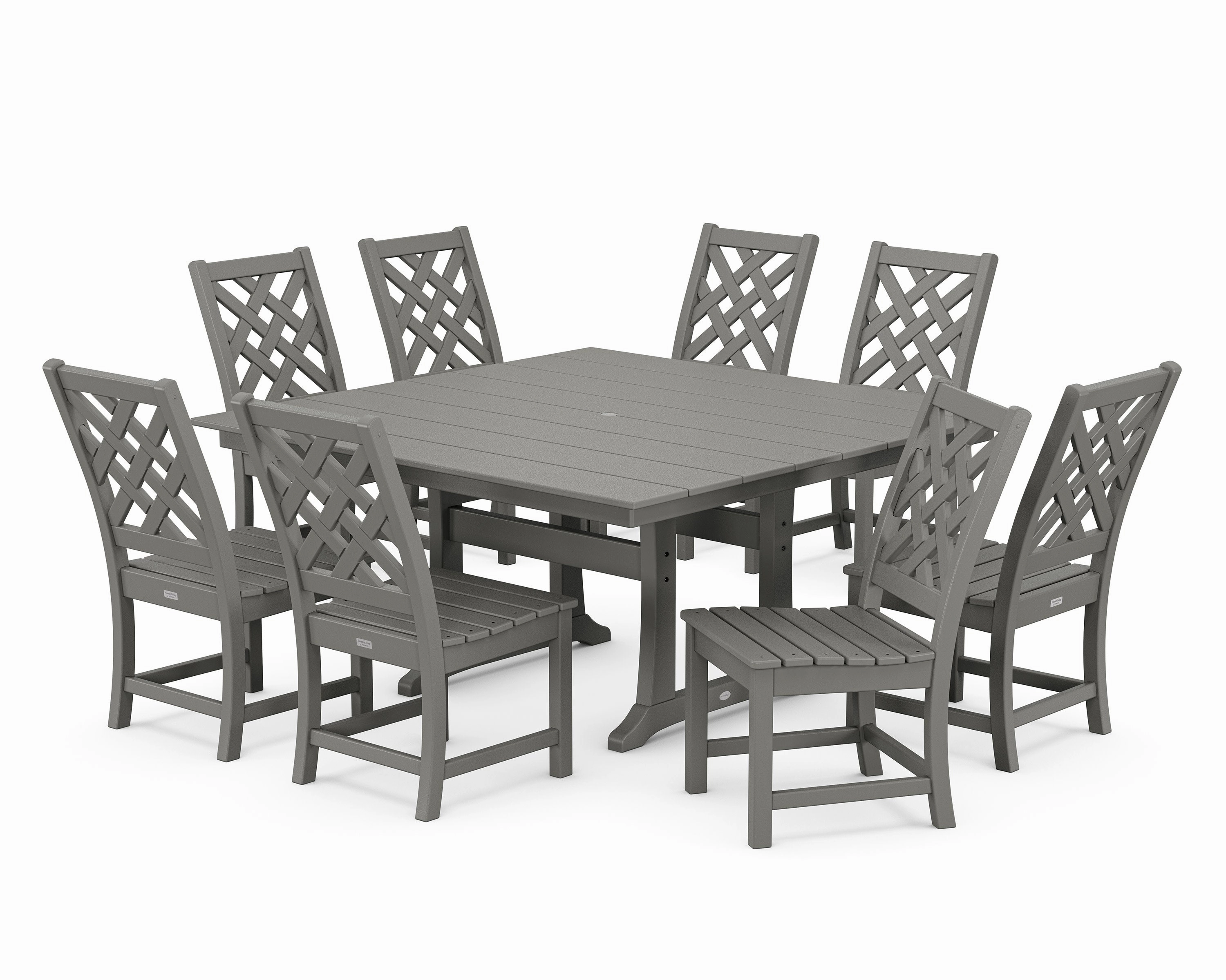 Wovendale Side Chair 9-Piece Square Farmhouse Dining Set with Trestle Legsoutdoor patio furniture set