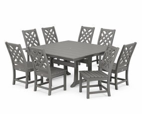 Wovendale Side Chair 9-Piece Square Farmhouse Dining Set with Trestle Legsoutdoor patio furniture set