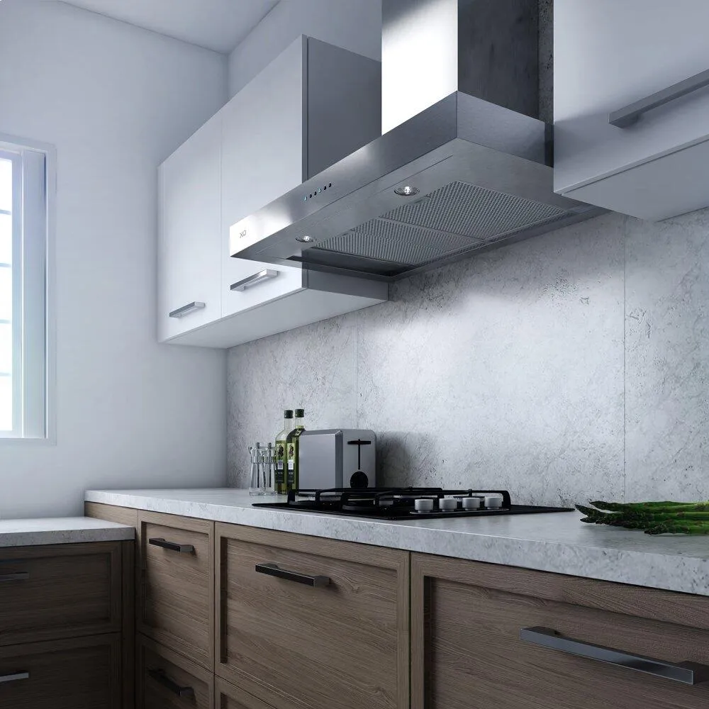 Xo Appliance XOR24SC 24" 600/395 Cfm Sleek Contemporary Italian Made Wall Mount Hood Stainless