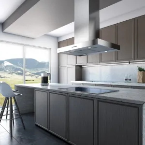 Xo Appliance XORI42SC 42" 600/395 Cfm Italian Made Island Range Hood Stainless