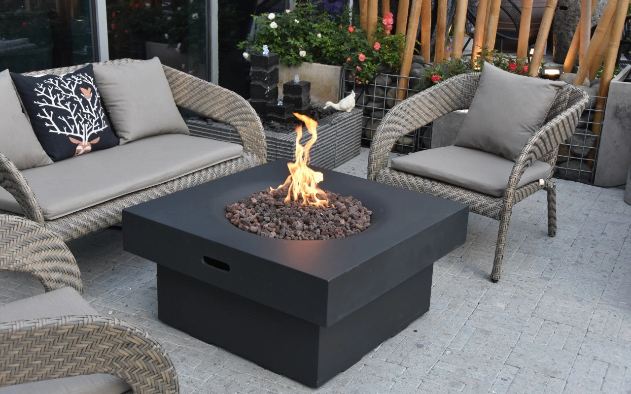 Yak Loum Concrete Lava Stone Fire Pit (Modeno)  Propane