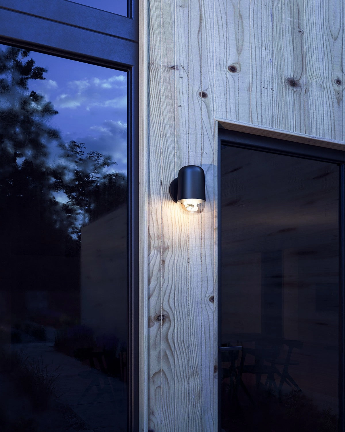 Yara LED Exterior Wall Mount Black/Clear Glass