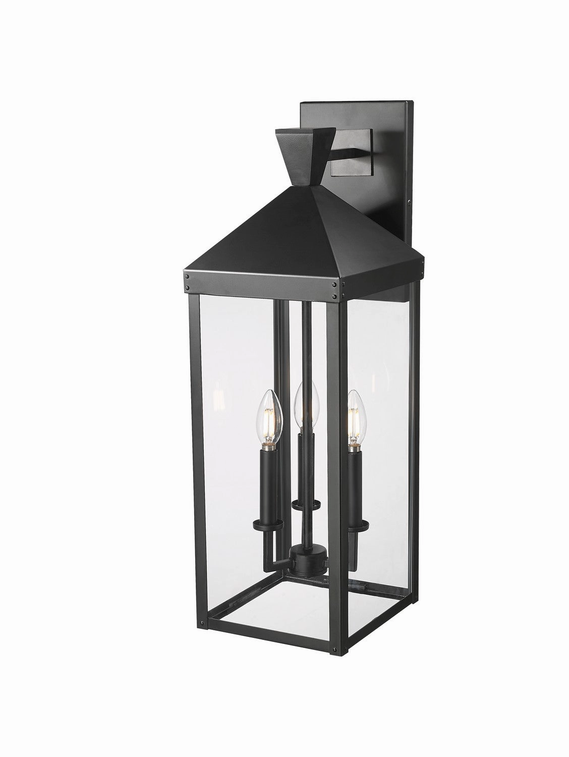 Yates Three Light Outdoor Wall Sconce PaintedBlackOutdoor wall sconces with motion sensor
