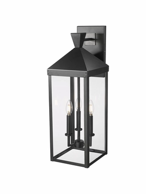 Yates Three Light Outdoor Wall Sconce PaintedBlackOutdoor wall sconces with motion sensor