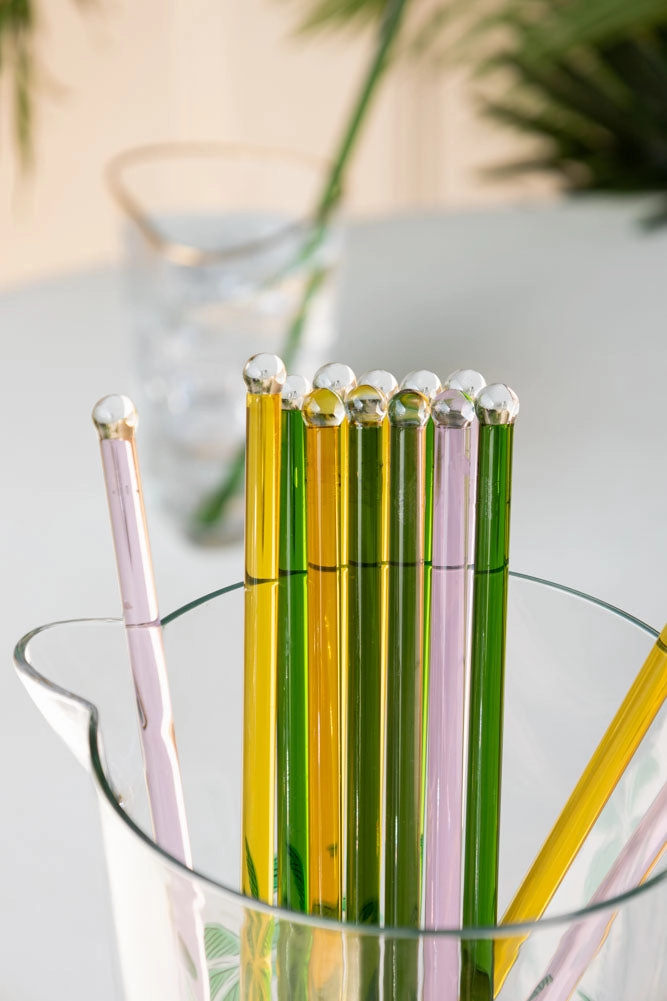 Yellow Glass Cocktail Stirrer