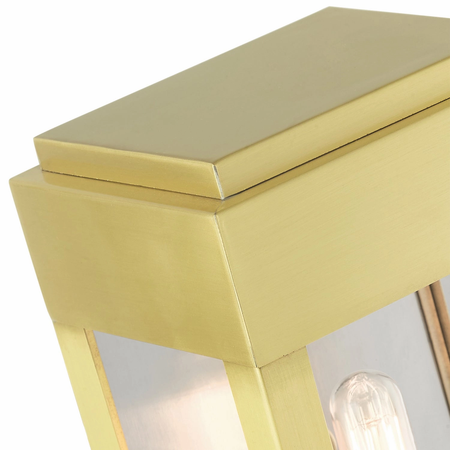 York One Light Outdoor Wall Lantern Satin Brass w/ Brushed Nickel Stainless Steel