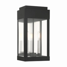 York Two Light Outdoor Wall Lantern Black w/ Brushed Nickels w/ Brushed Nickel Stainless SteelOutdoor wall sconces with motion sensor