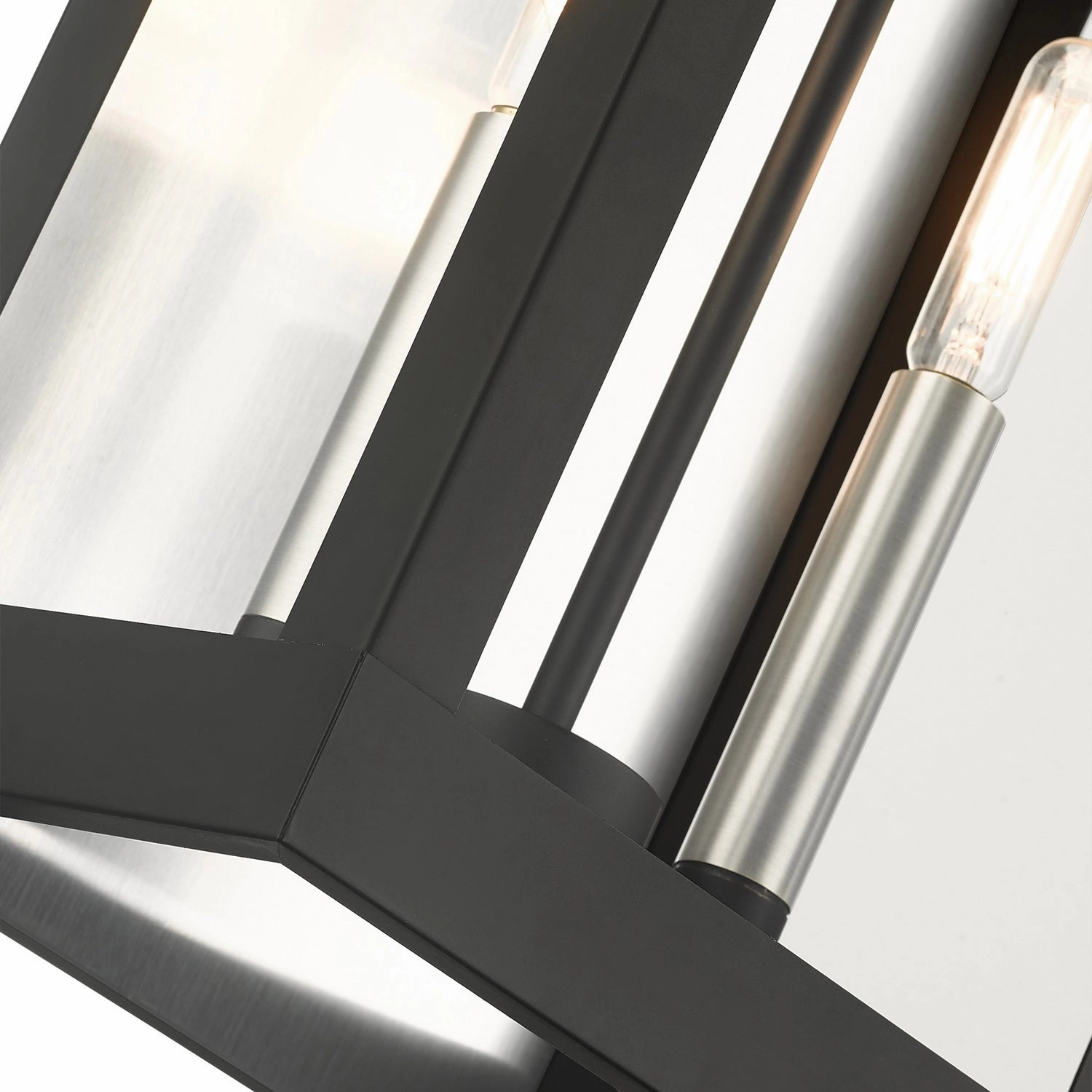 York Two Light Outdoor Wall Lantern Black w/ Brushed Nickels w/ Brushed Nickel Stainless Steel