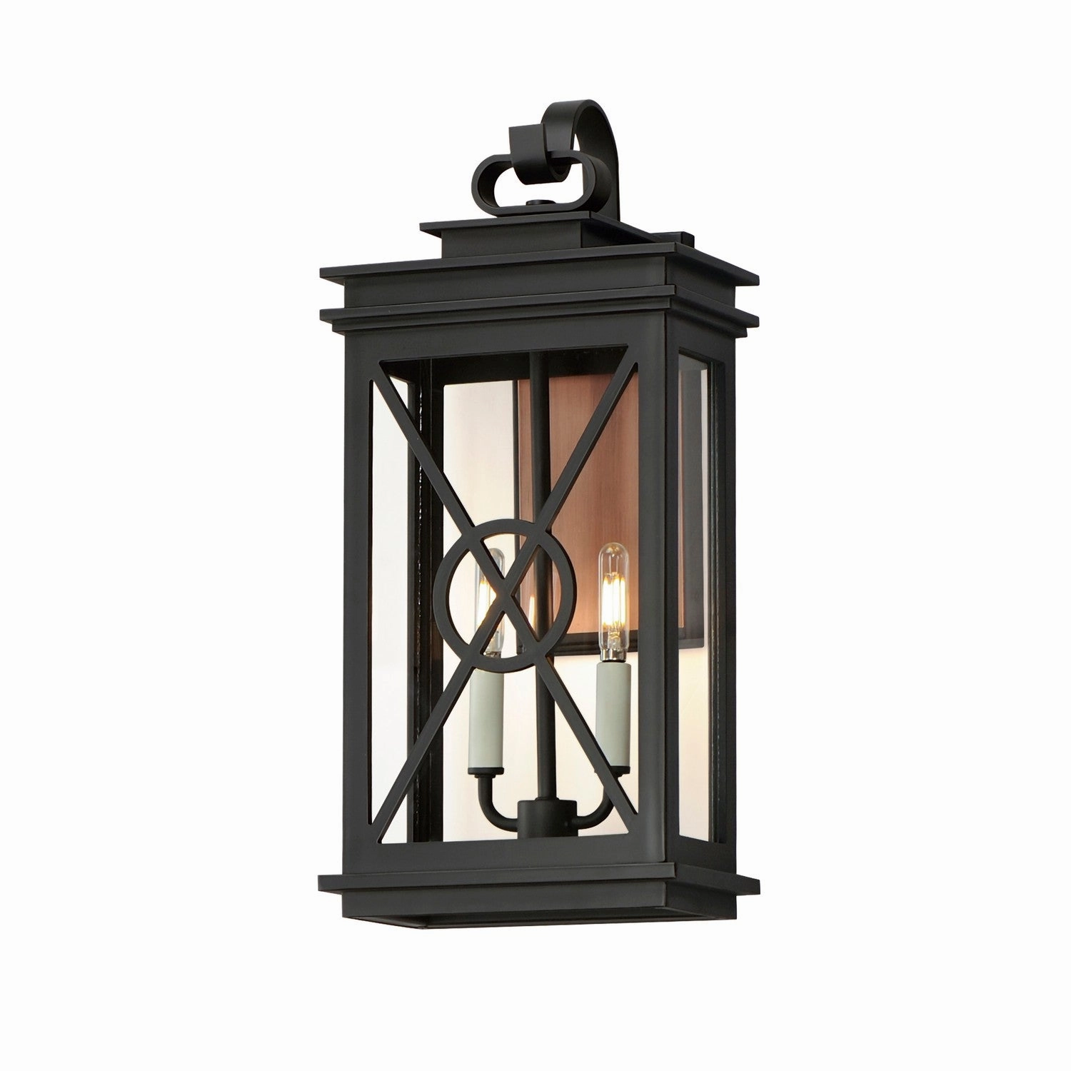 Yorktown VX Two Light Outdoor Wall Sconce Black/Aged CopperOutdoor wall sconces with motion sensor