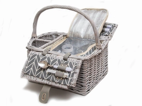 Yuppie Gift Baskets Romance Picnic Basket (2 Persons) | Grey Washed Wicker Deal of the Day Last Chance Steal