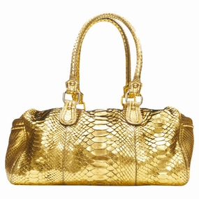 Clearance Savings Now Zagliani Metallic G Scaled Leather Top Handle Duffel Boston Bag