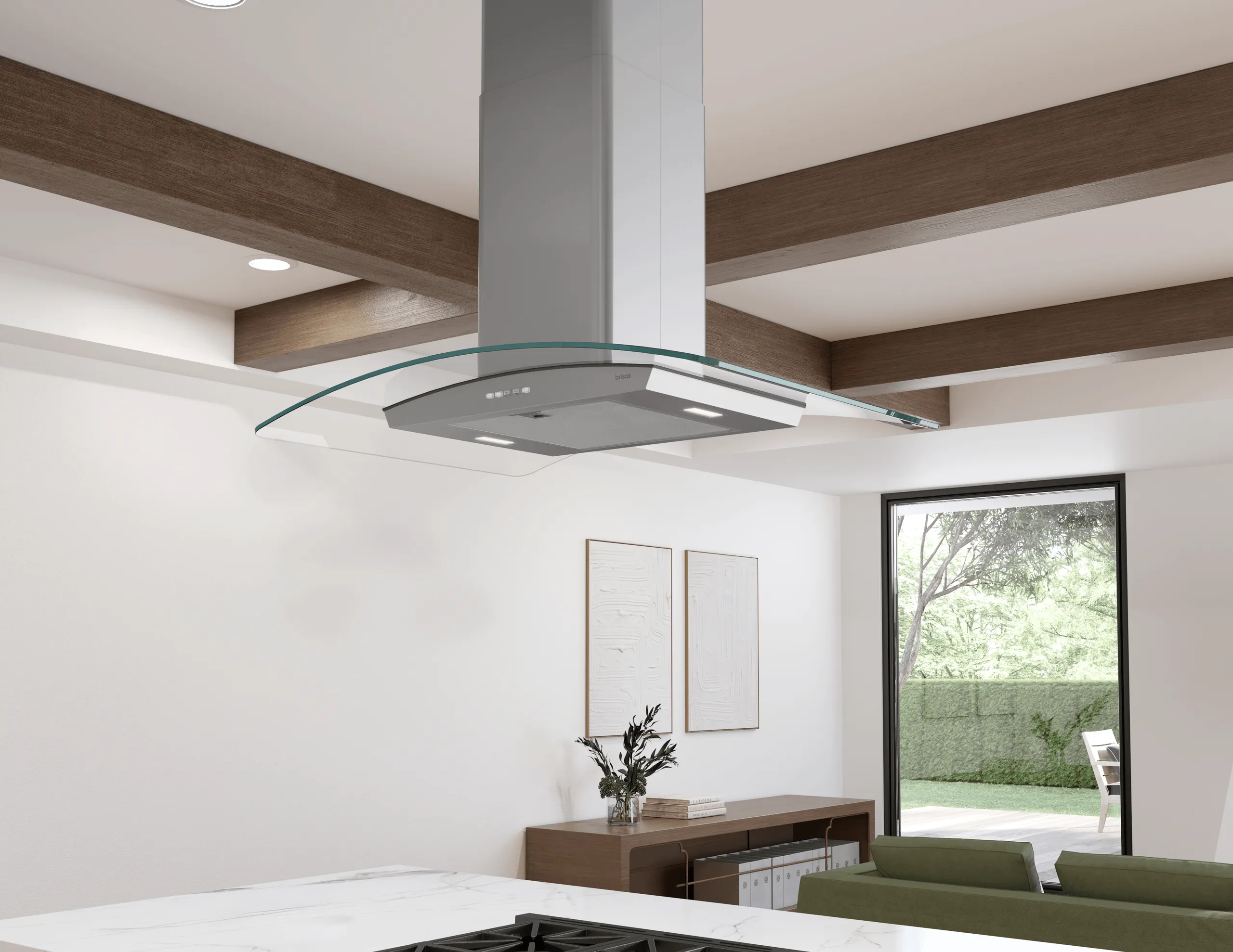 Zephyr BMLE36CG Brisas Curved Glass Island, 36" G, Act, Led